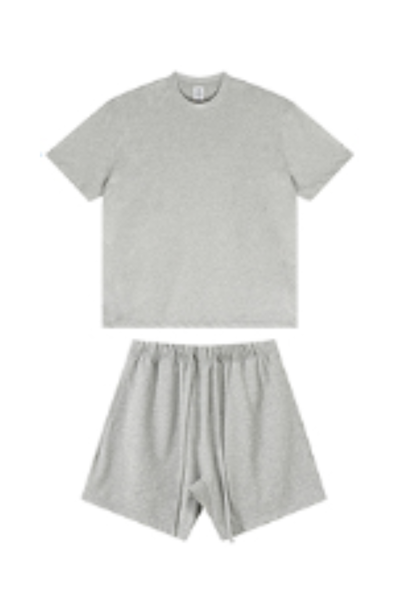 Unisex Summer Heavy Solid Outdoor Street Tee & Shorts Set