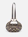 Ladies Studded Faux Leather Hobo Crossbody Bag