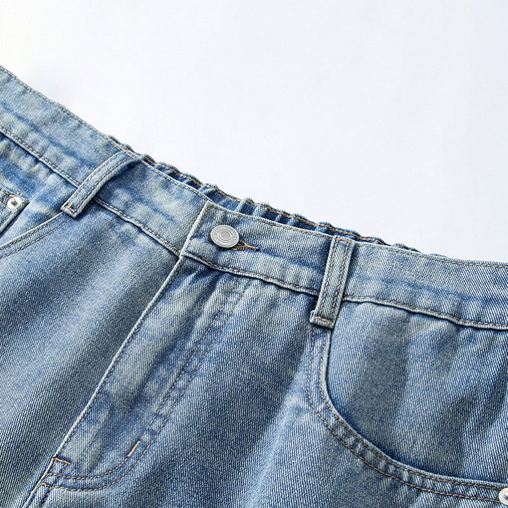 Men's Summer Gradient Wash Carpenter Baggy Denim Shorts