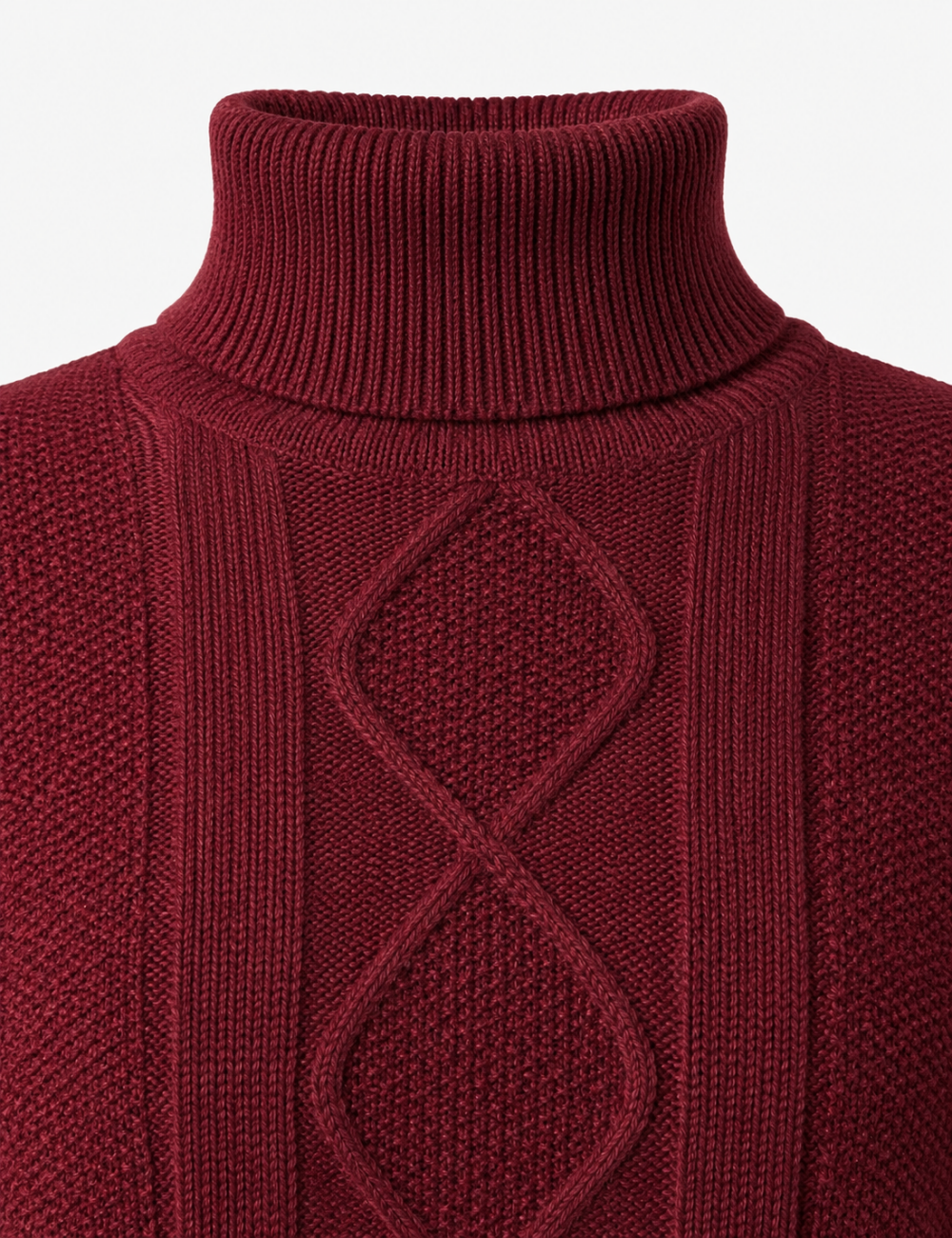 Ladies Turtleneck Cable Knit Drop Shoulder Sweater