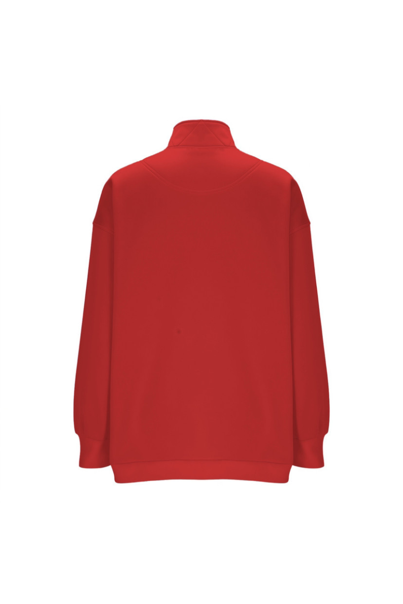 Women Fall Clothing Half Zip Snap Button Sweatshirt