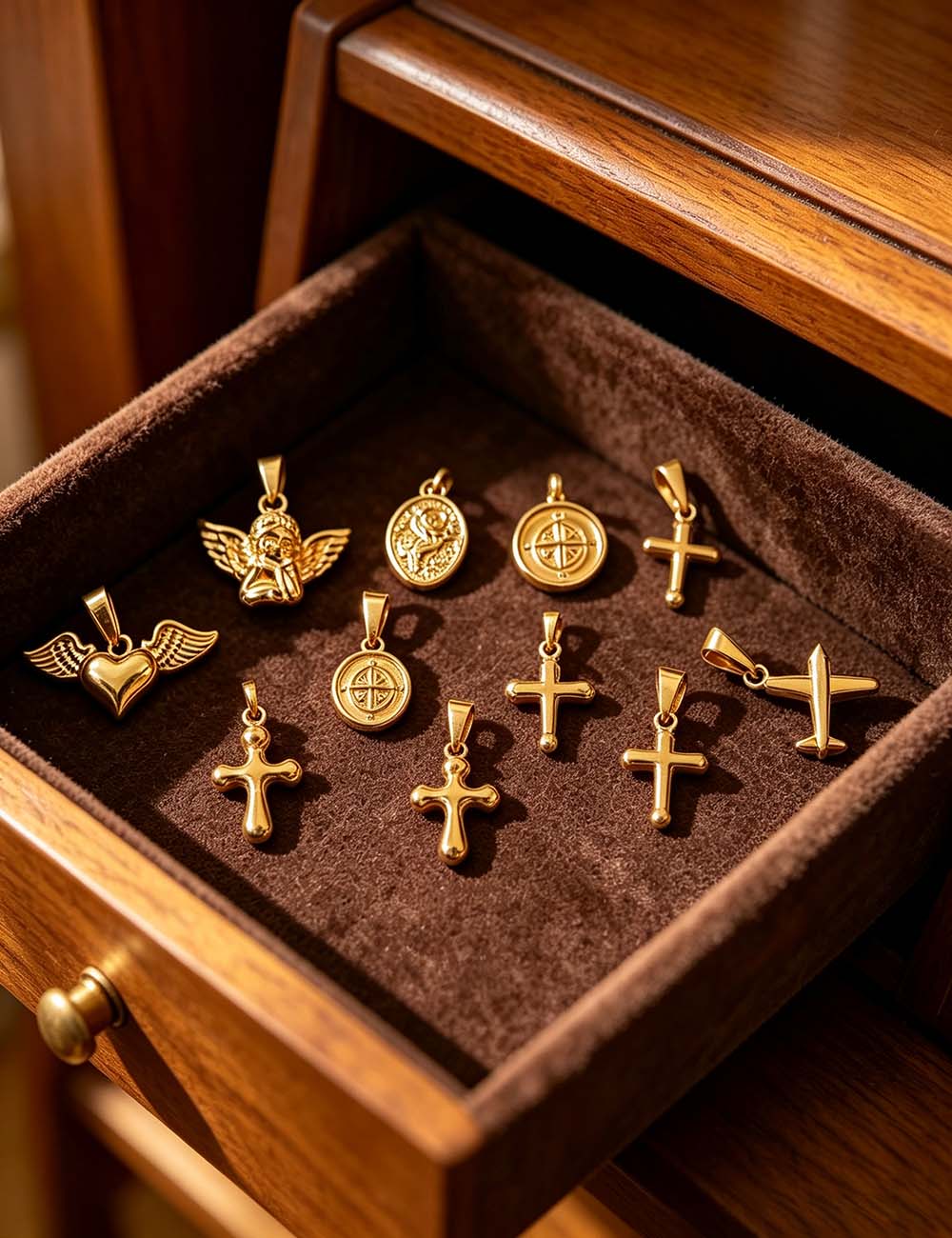 Ladies Angel Heart Cross Airplane Compass Pendant Charms