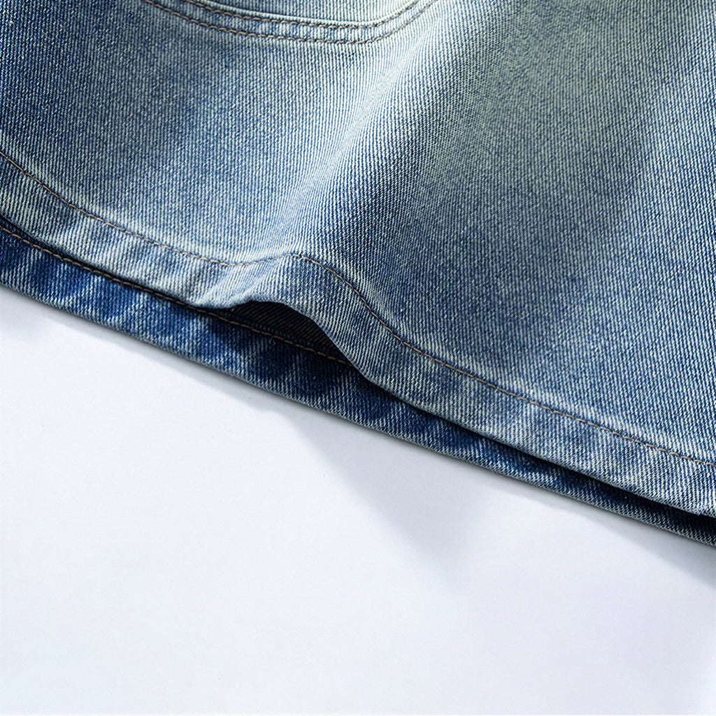 Men's Summer Gradient Wash Carpenter Baggy Denim Shorts