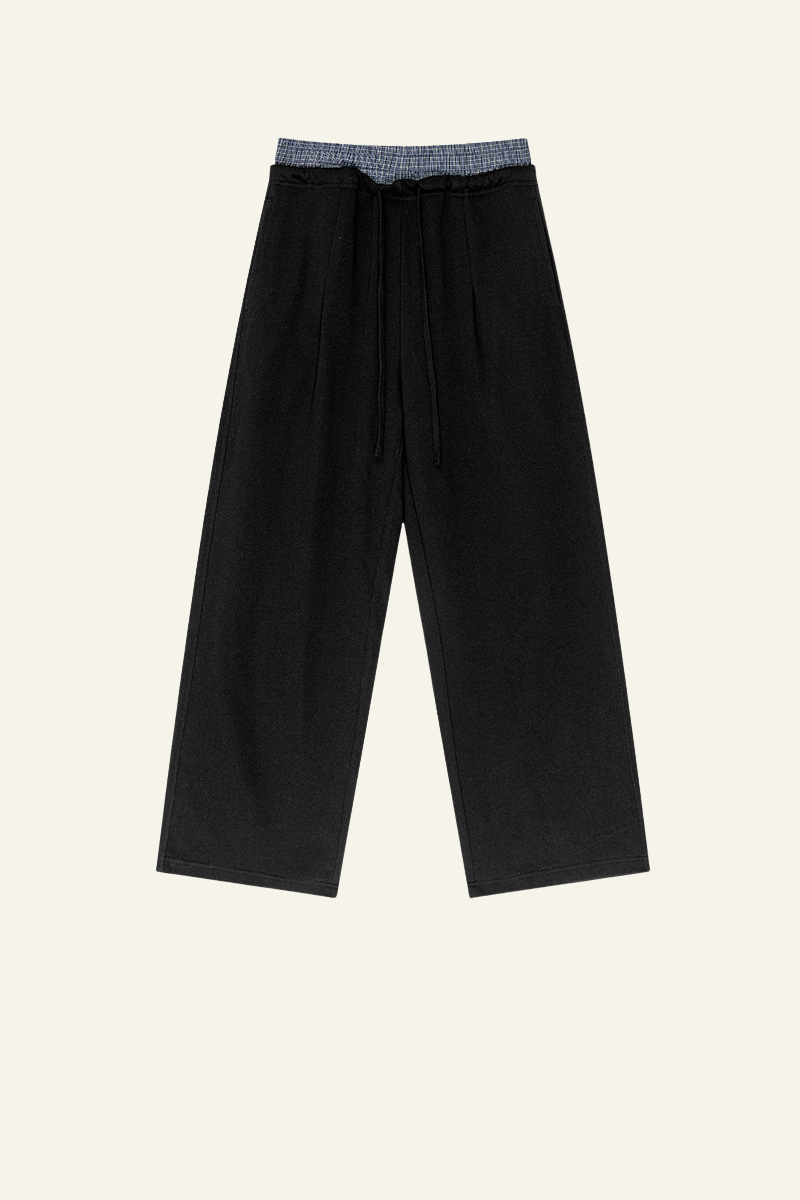 Men's Streetwear Double-Waistband Straight Leg pants.