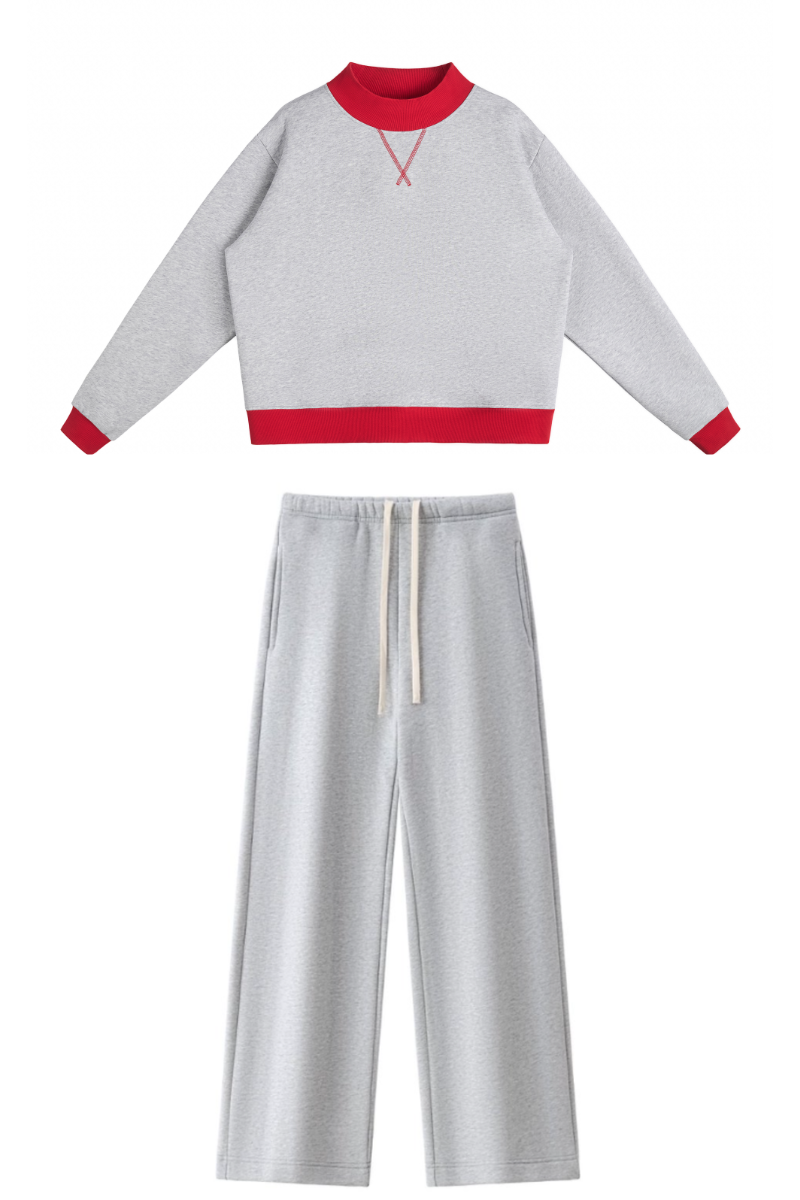 Women Fall Clothing Mock Neck Sweatshirt Wide Leg Pants Set