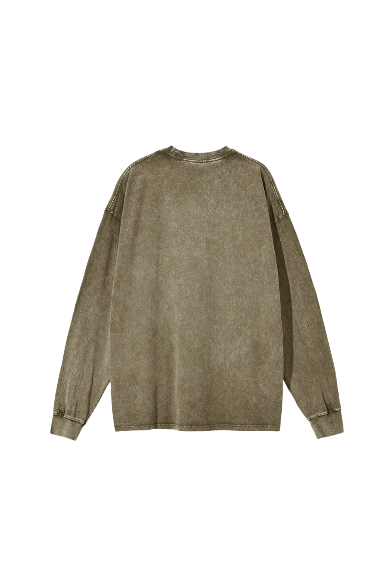 Men Spring 250G Wax Washed Oversized Long Sleeve T-Shirt