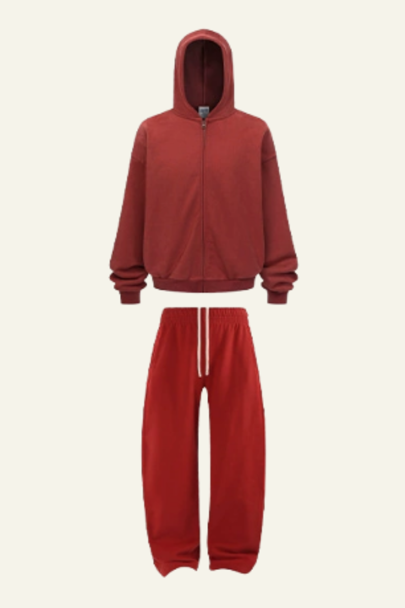 Men's Fall Clothing Set:Fleece Zipper Jacket & Pants