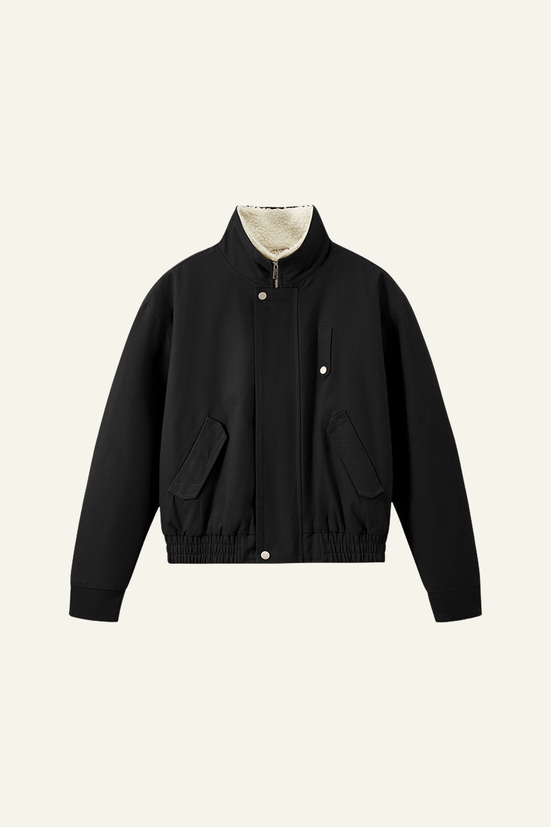 Men's Streetwear Detachable Collar Fleece Stand Jacket