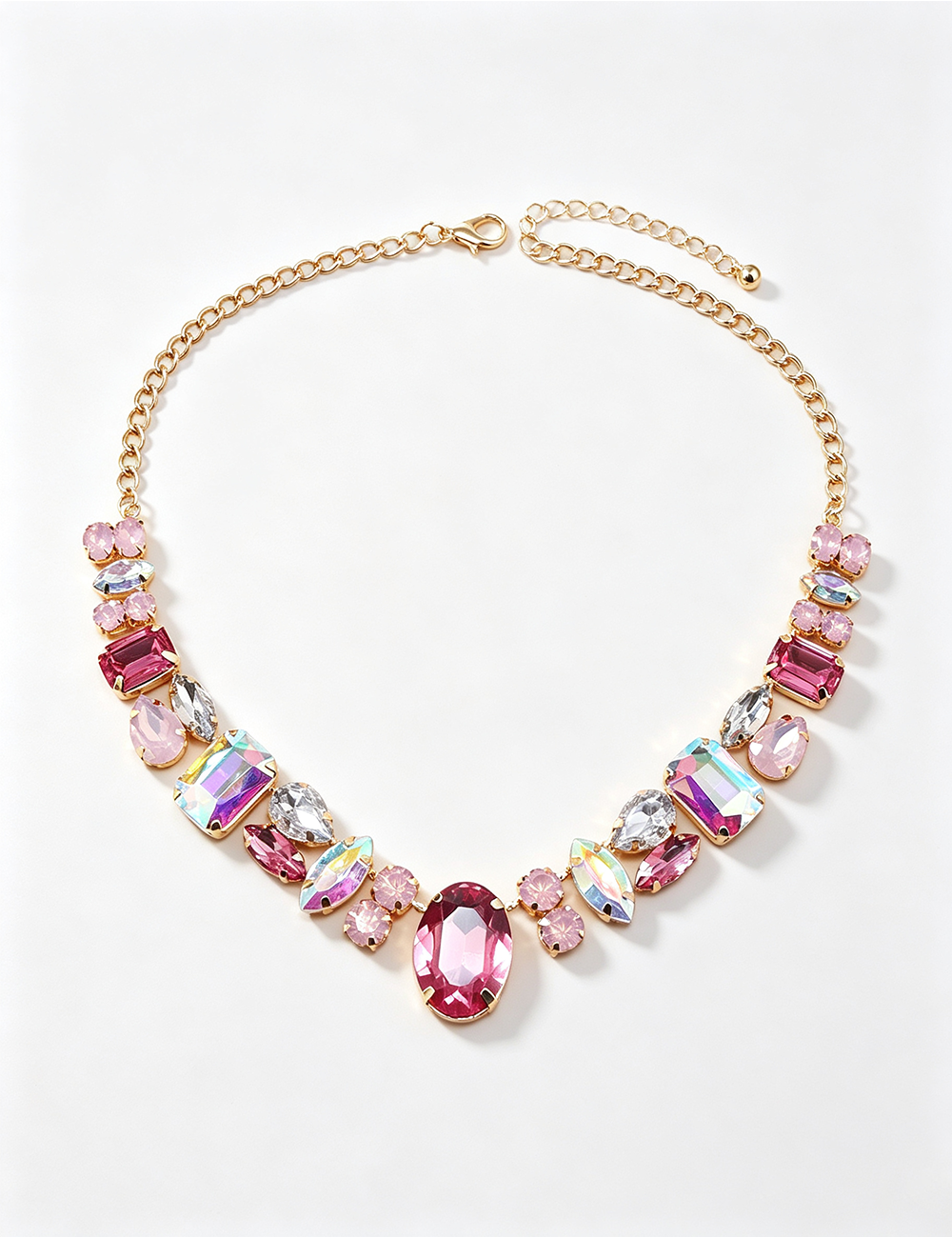 Ladies Retro Colorful Rhinestone Necklace