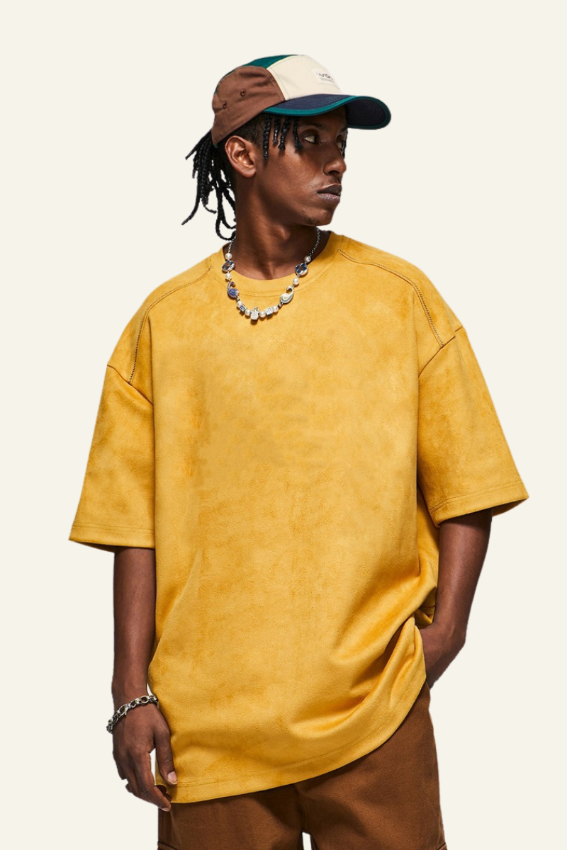 Men's Streetwear Drop-Shoulder Solid T-shirt