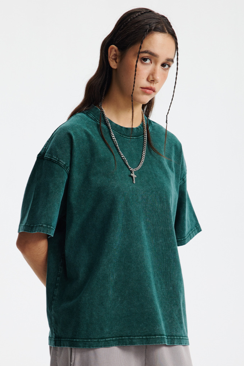 Women's Cotton Streetwear Washed Distressed T-shirt