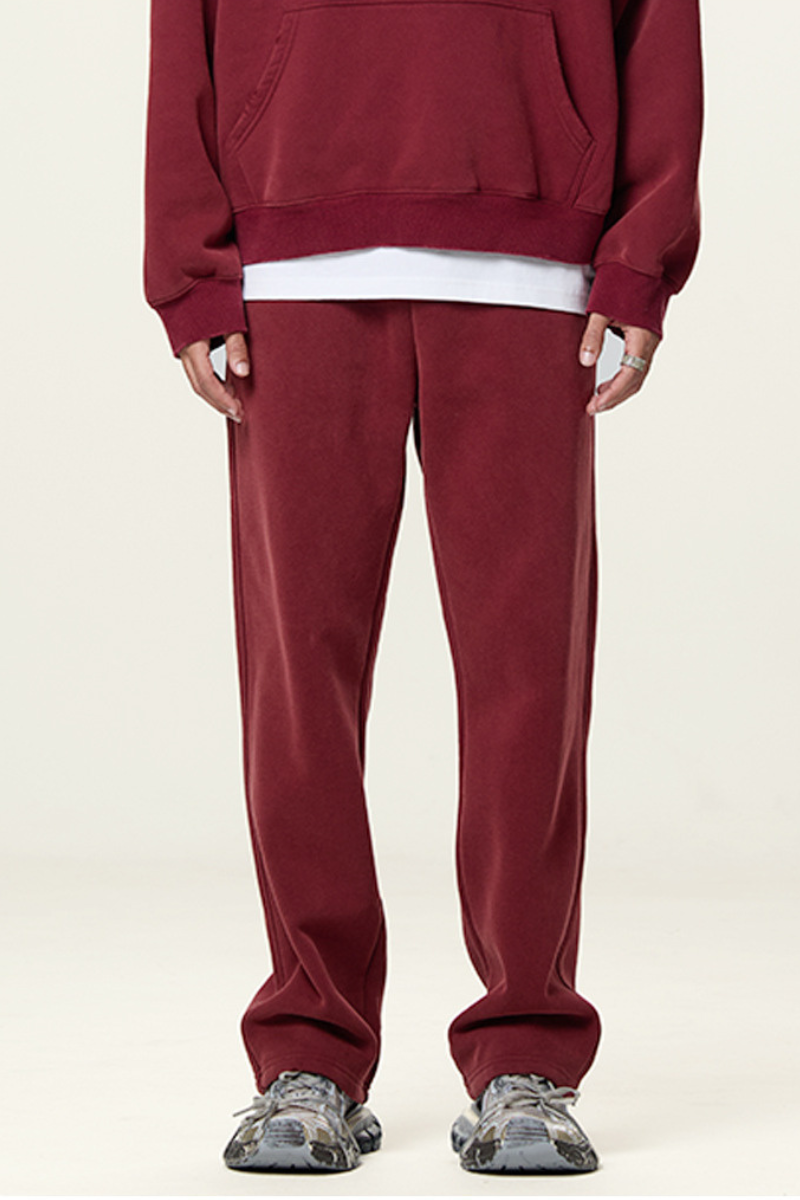 Men's Heavyweight Washed Fleece-lined  Straight-leg Pants.