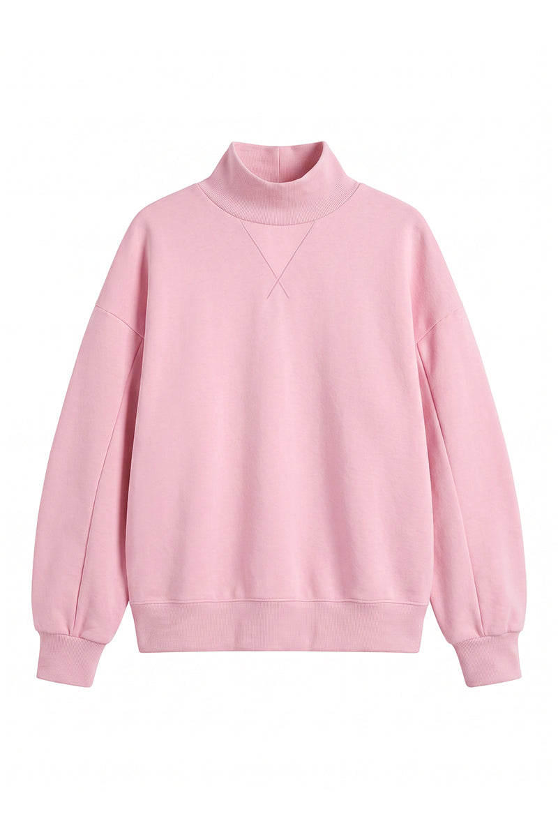 Unisex Fall Clothing Fleece Loose Mock Neck Sweatshirt