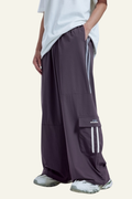 Men's Streetwear Side Color-Blocked Striped Wide-Leg Pants