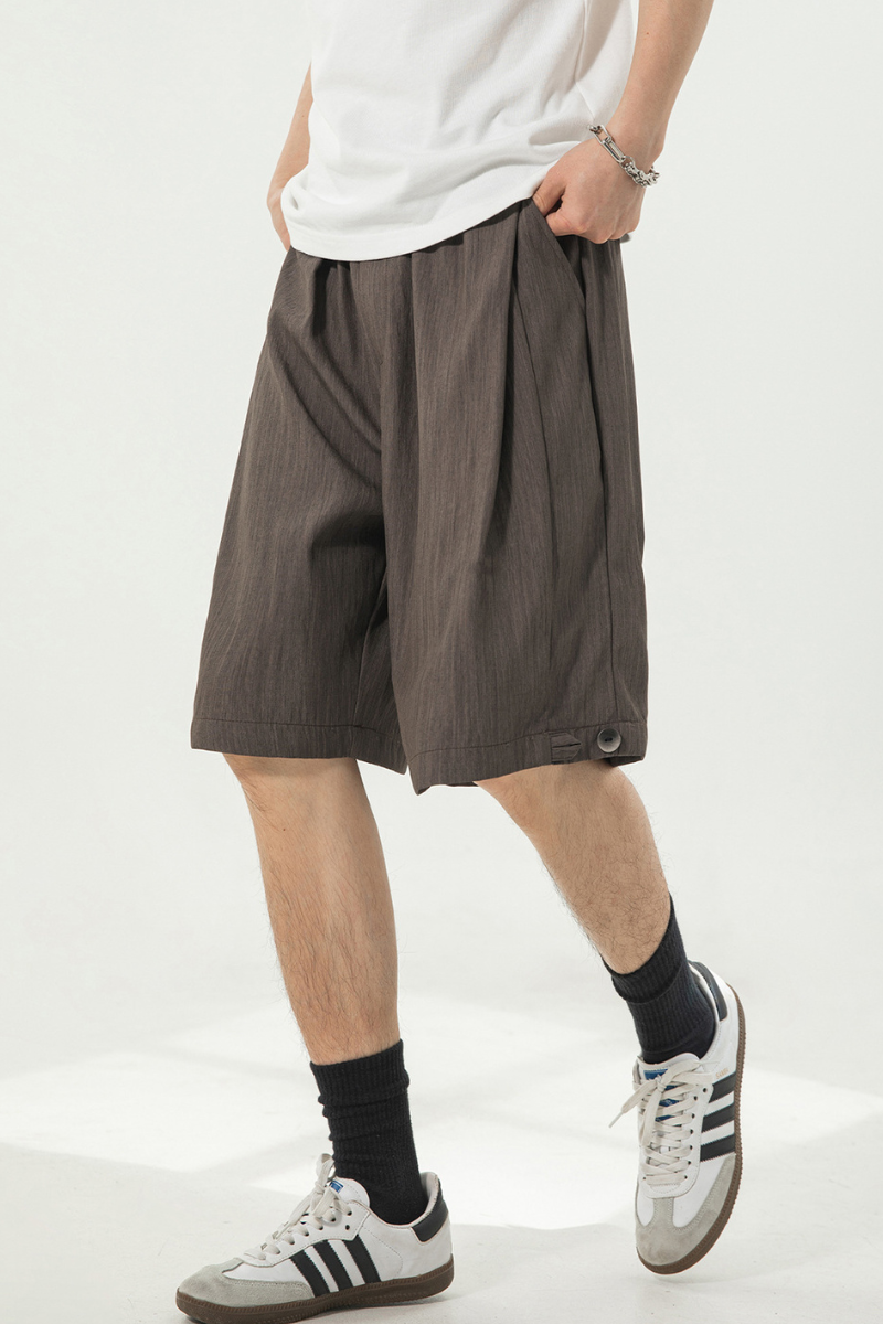 Men's Summer Crinkled Relaxed Straight 5" Button Hem Shorts
