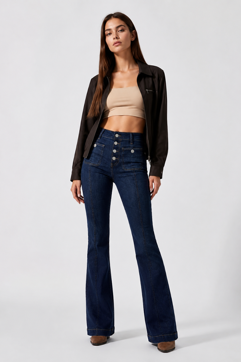 Women's High Waist Slim Flare Jeans