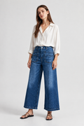 Women's High Waisted Wide Leg Jeans with Front Patch Pockets