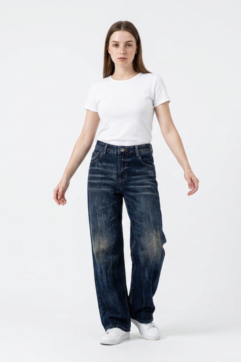 Women's Wash High Waist Straight Leg Jeans