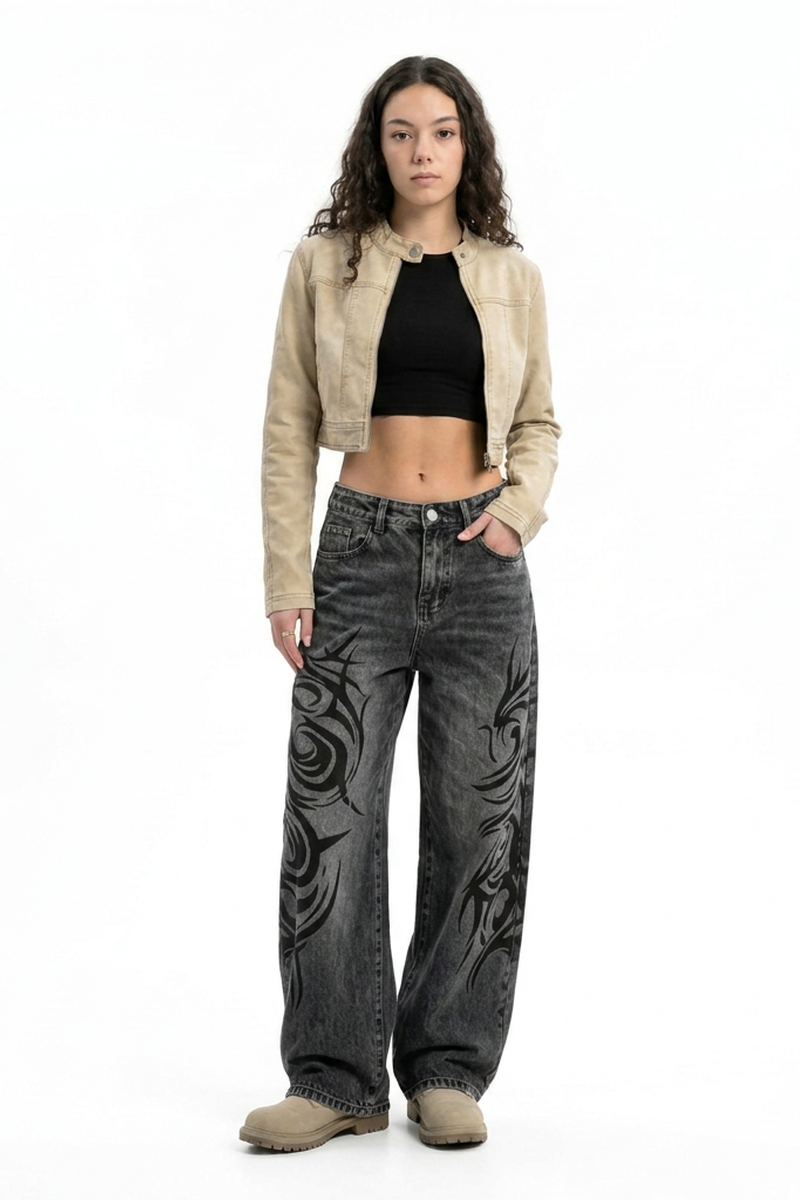 Women's High Waist Washed Stretch Wide Leg Jeans