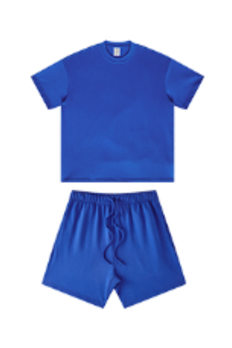 Unisex Summer Heavy Solid Outdoor Street Tee & Shorts Set