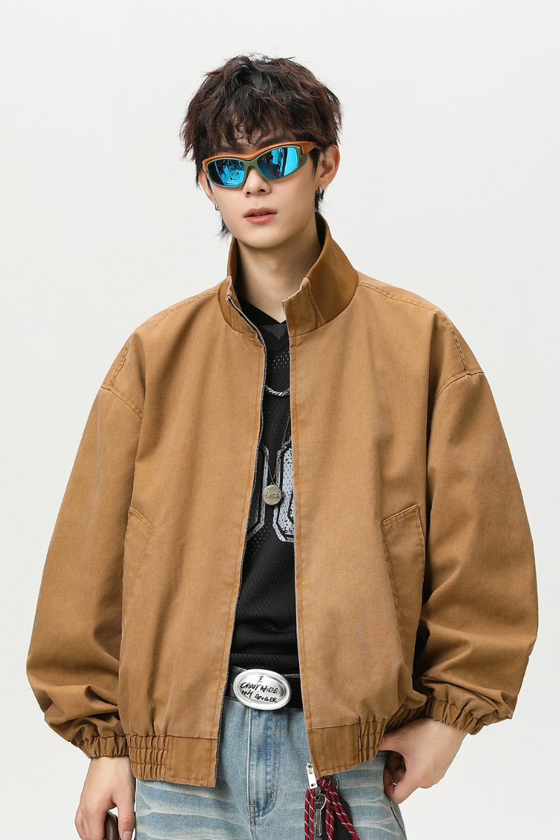 Men's Streetwear Solid Stand Collar Bomber Jacket