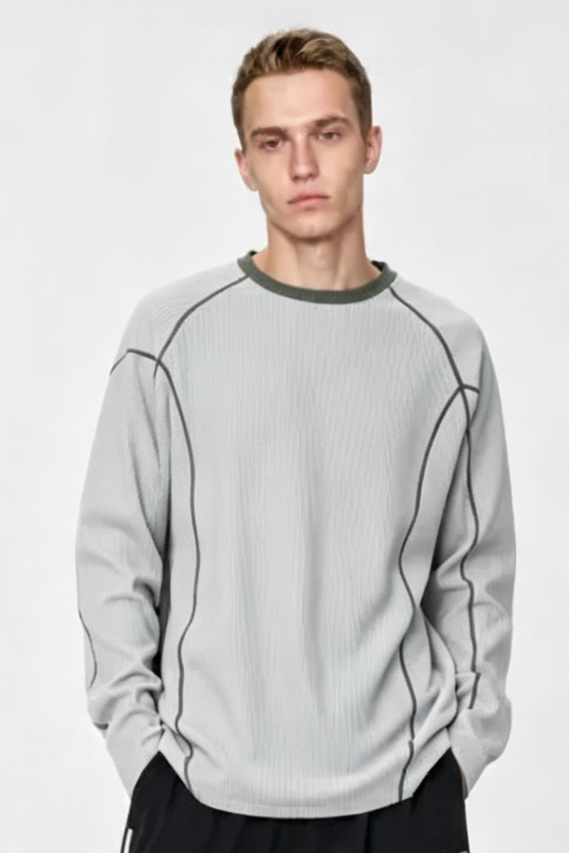 Men's Fall Clothing Waffle Crew Neck Long Sleeve Tee