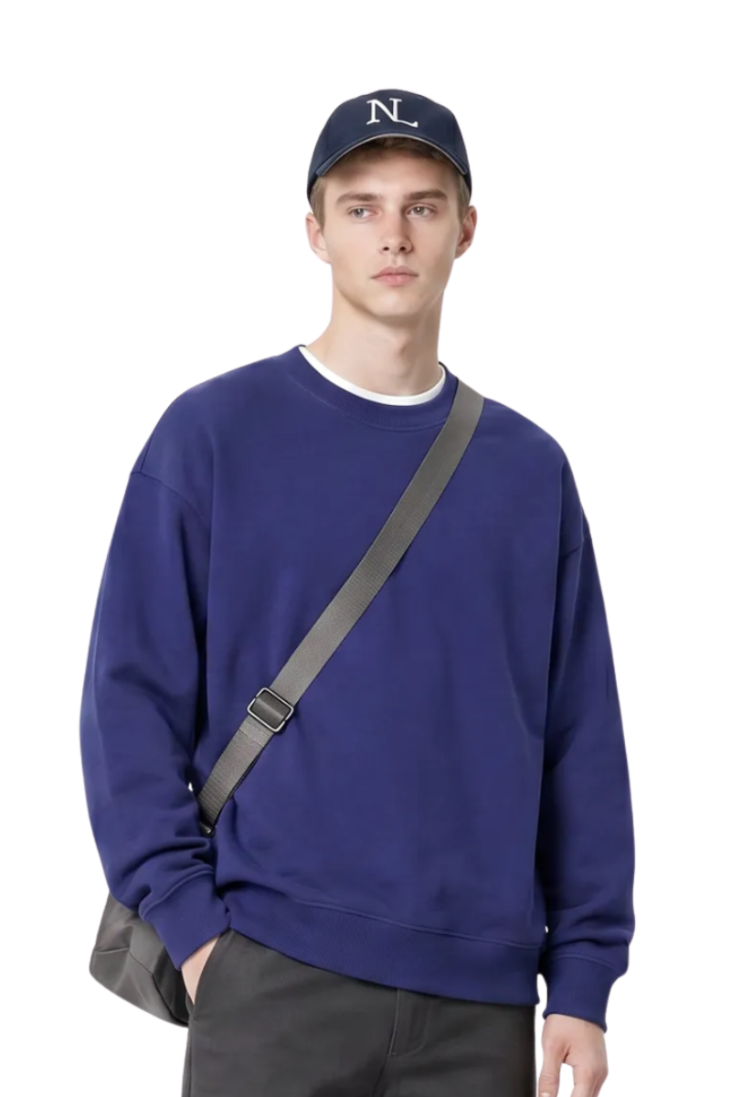 Men's Vintage Raw Hem Loose Drop Shoulder Long Sleeve Tee