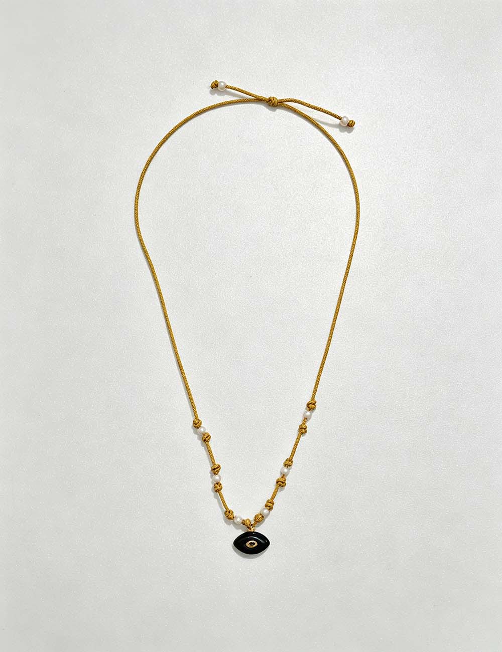 Ladies Evil Eye Stone Braided Cord Necklace