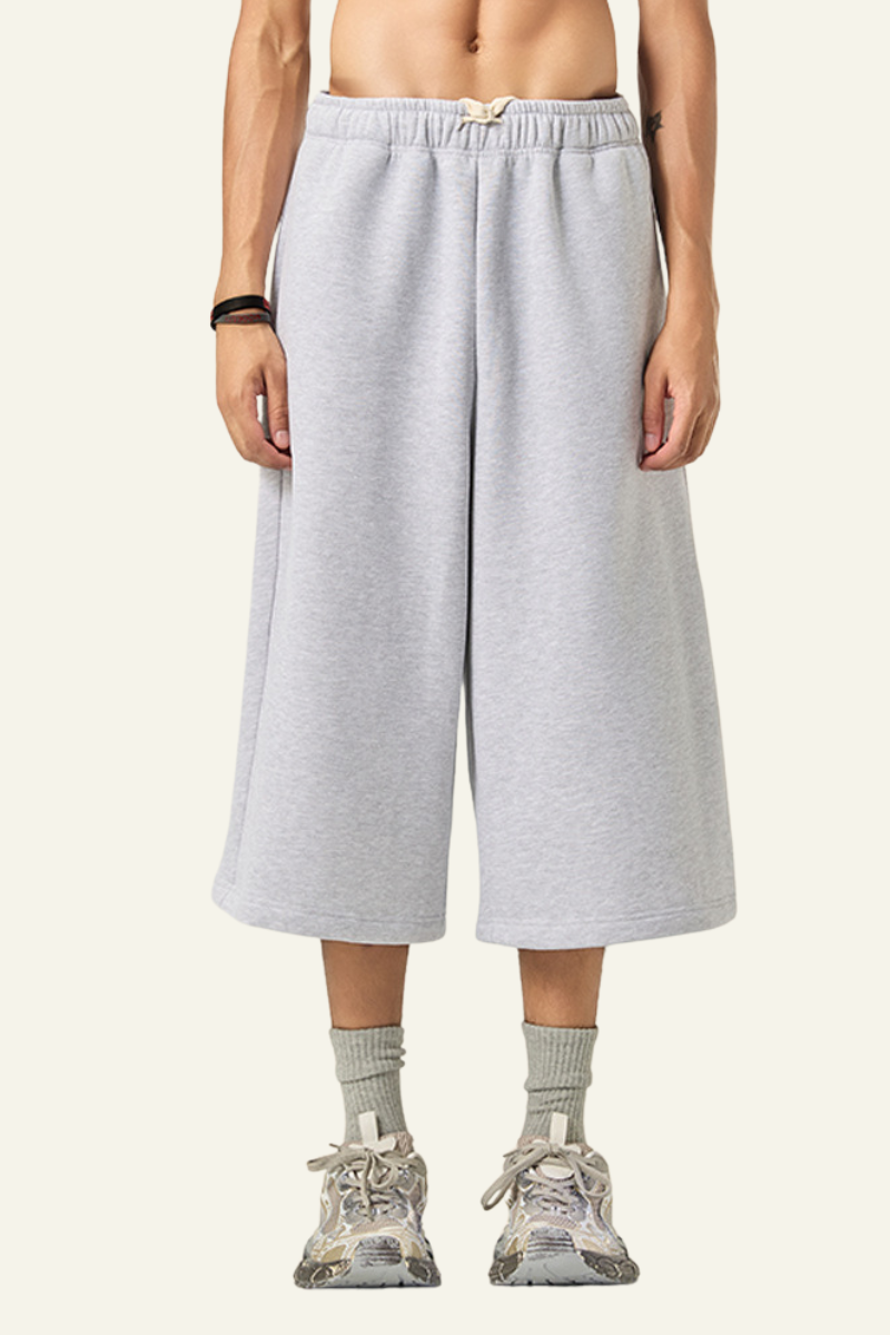 Men's Streetwear Drawstring  Seven-inch Wide Leg Pants.