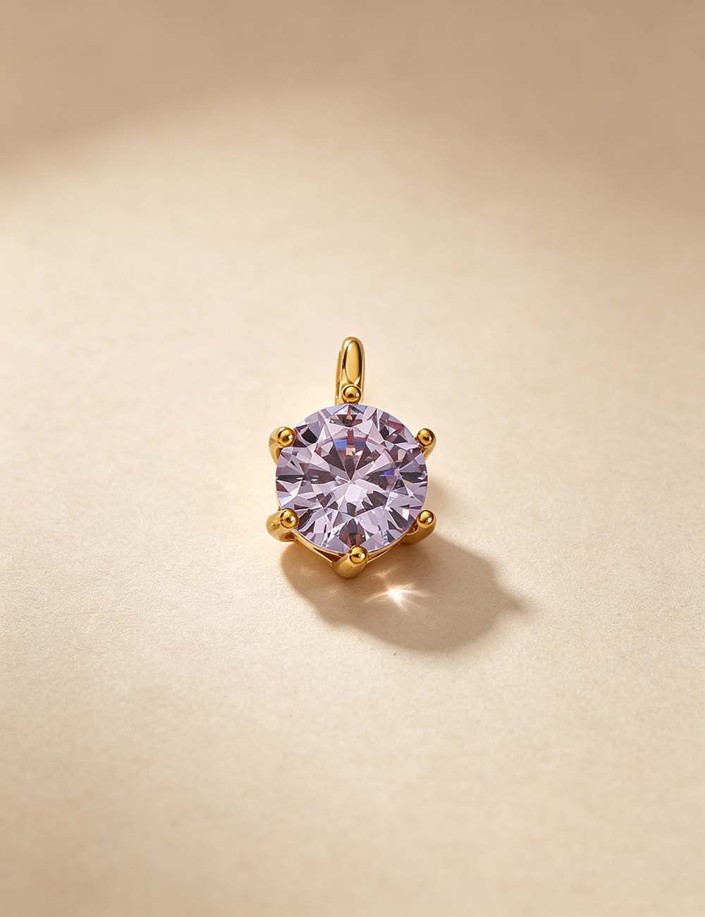 Ladies Minimalist Classic Round CZ Charm Pendant