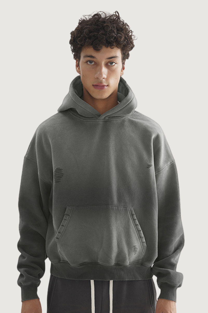 Men's Vintage Gradient Destroyed-Detail Hoodie