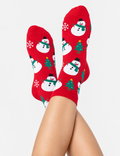 Ladies Reindeer Santa Claus Christmas Festive Crew Socks