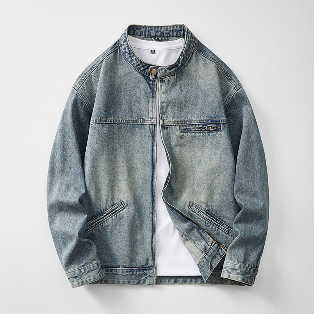 Men's Contrast Collar Corduroy Denim Jacket