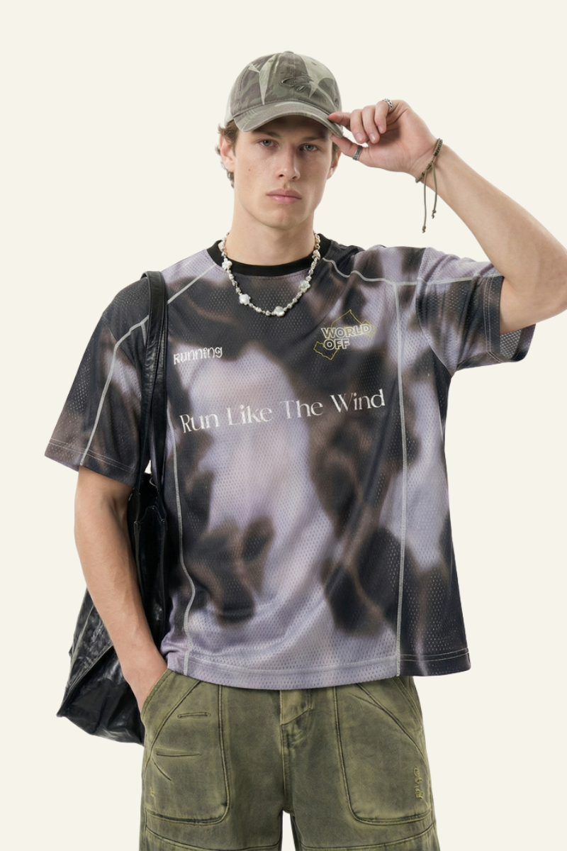 Men's Streetwear Mesh Breathable Printed T-shirt