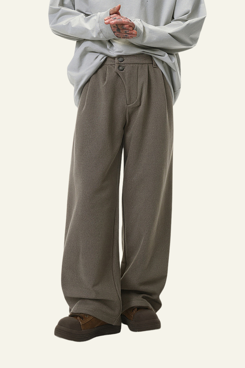 Men's Streetwear Double-button Placket Trousers