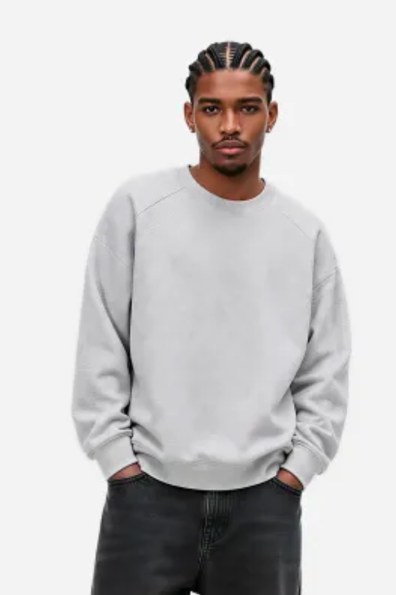 Men Fall Clothing Blend Raglan Cropped Pullover Sweatshirt