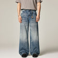 Men's Spring Gradient Blue Cat Whisker Wide-Leg Denim Jeans
