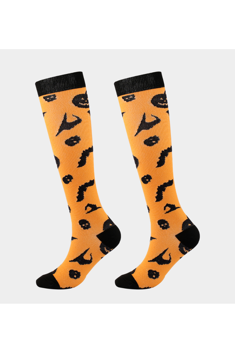 Unisex Fall Halloween Cushioned Knee High Compression Socks