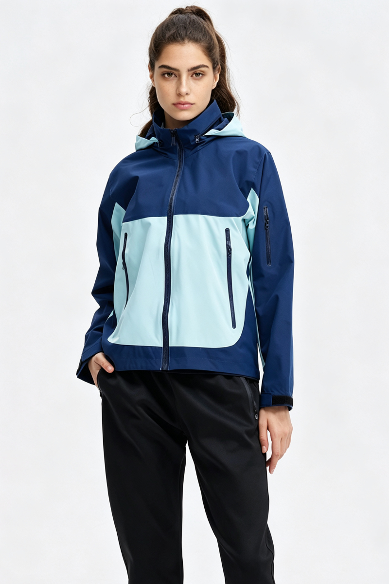 Women's Fall Clothing Colorblock Cropped Windproof Jacket