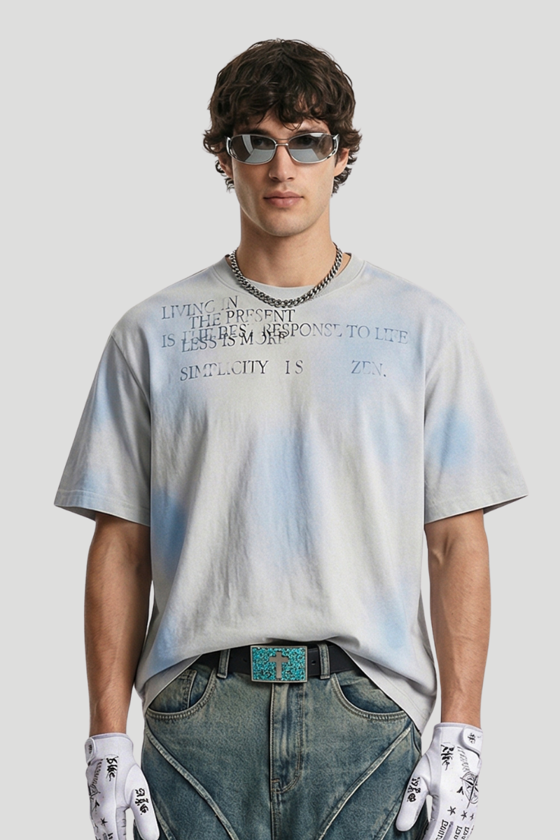 Men's Tie Dye Palm Print Mesh Seamless Sleeveless Tee