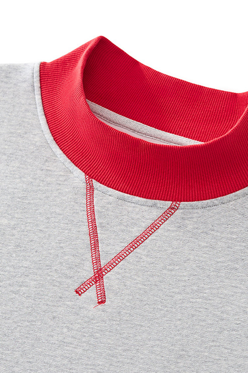 Unisex Fall Clothing Colorblock Cross-Neck Sweatshirt