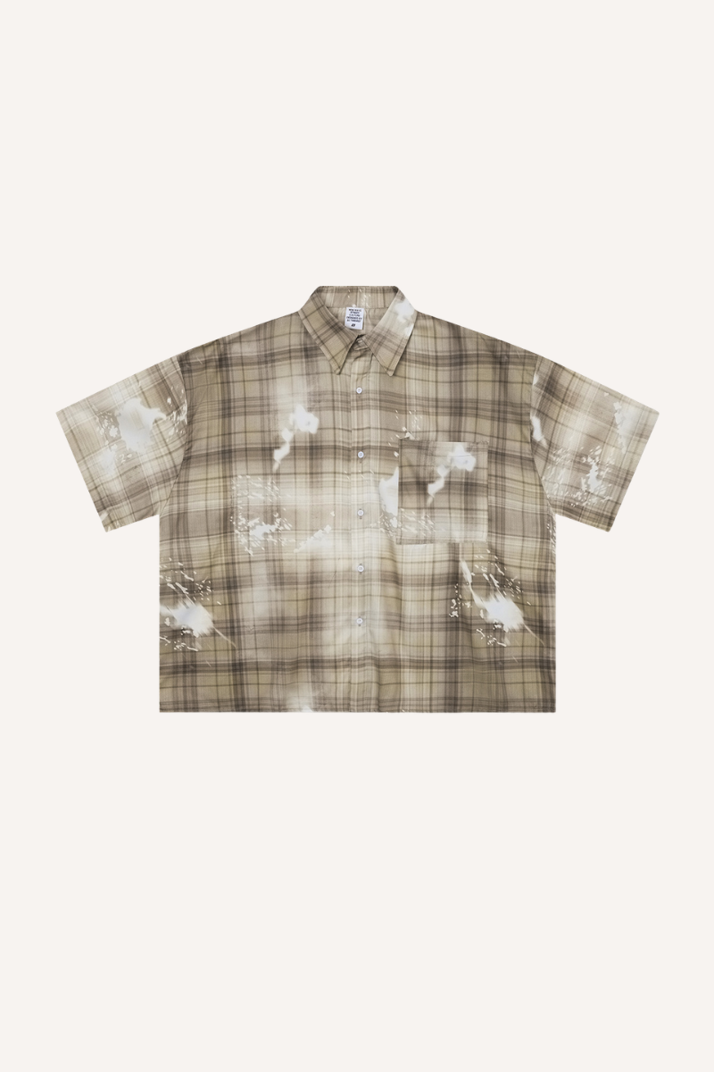 Men's Summer Relaxed Plaid Washed Stretch Breathable Tee