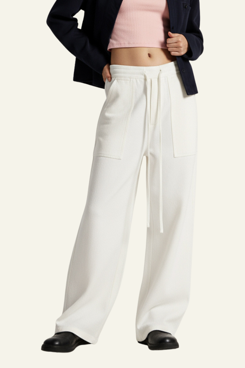Women's Streetwear Lyocell Double-Waisted Wide Leg Pants