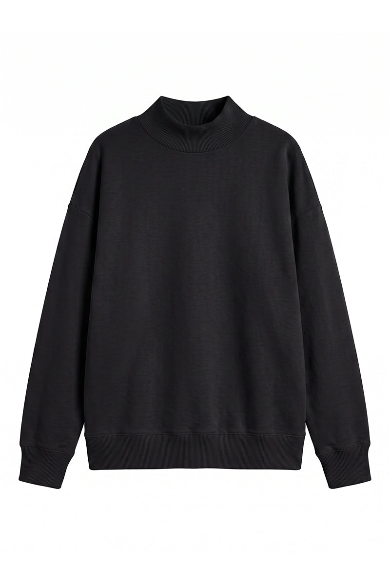 Unisex Fall Clothing Fleece Relaxed Mock Neck Sweatshirt