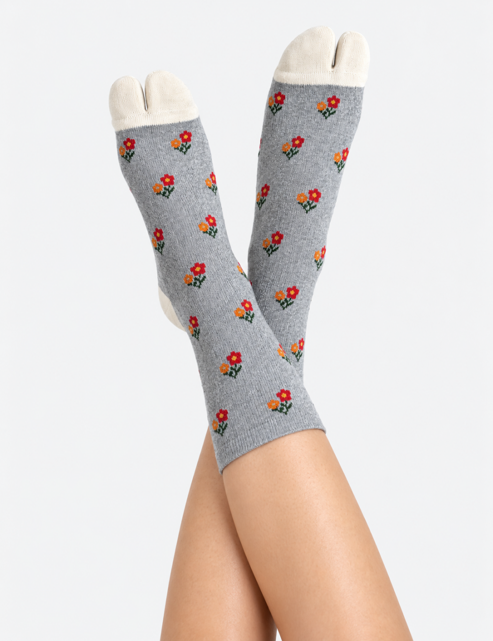 Ladies Assorted Patterns Split Toe Mid Calf Socks