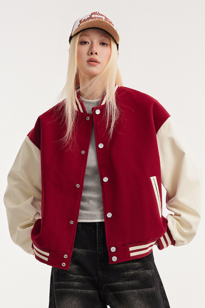 Unisex American Retro Sporty Baseball Jacket Cleanfit Loose