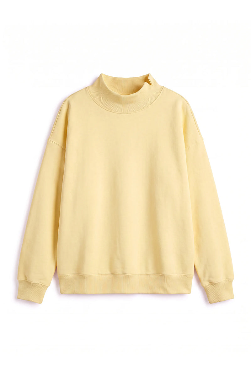 Unisex Fall Clothing Fleece Mock Neck Side Slit Sweatshirt