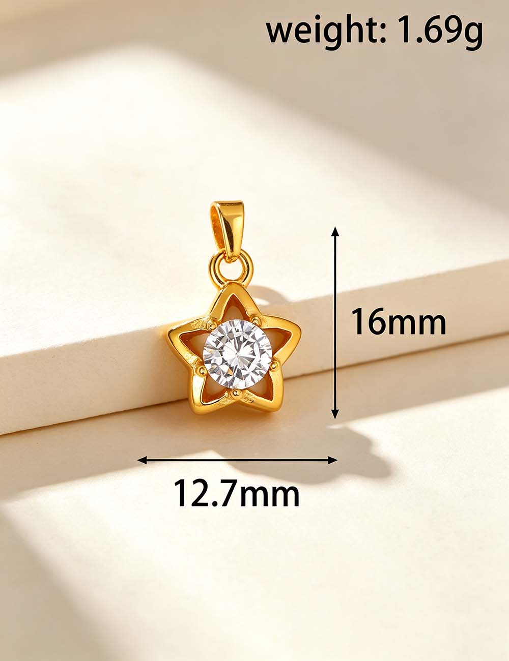 Ladies Cubic Zirconia Floral Star Geometric Pendant Charms