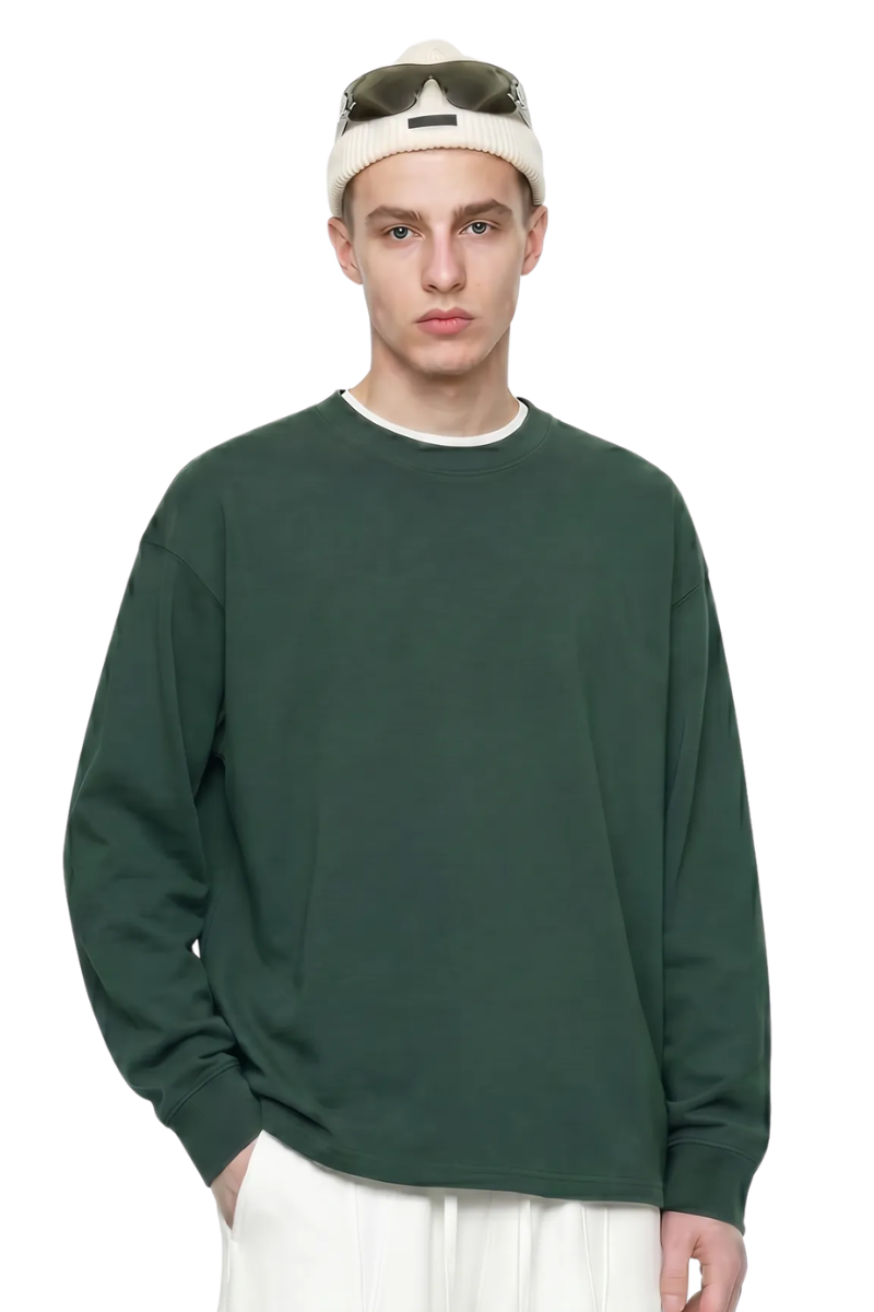 Men's 305g Heavy Cotton Loose Crewneck Long Sleeve Tee
