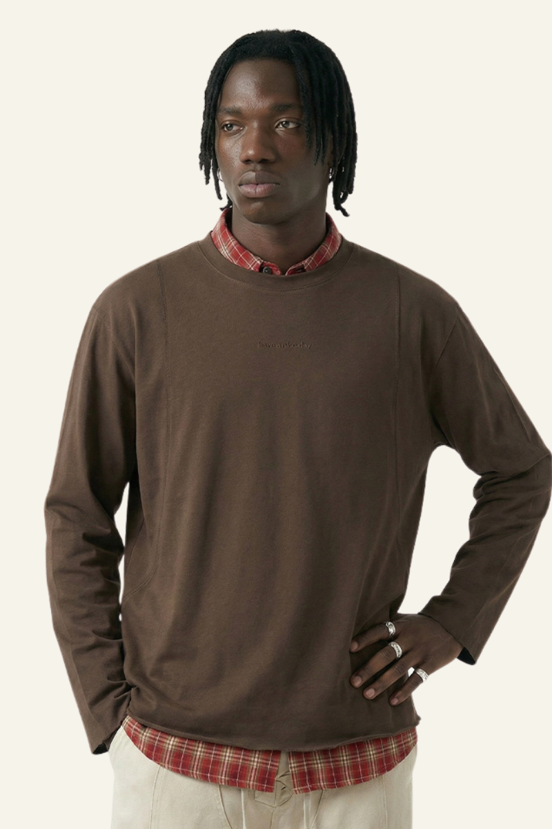 Men's Streetwear Retro Cotton Long-Sleeved T-shirt